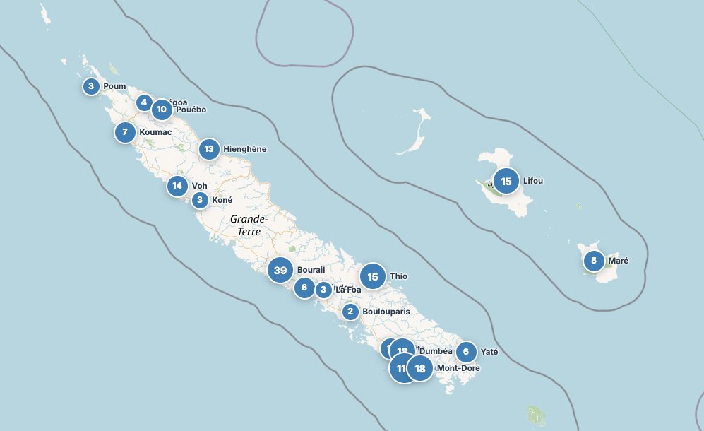 Carte interactive de la Nouvelle-Calédonie